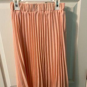 light pink pleated midi skirt